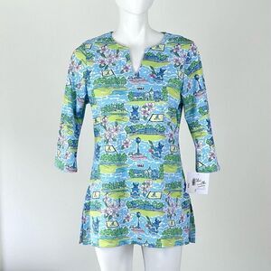 NWT Smith & Quinn Kaeli Smith Custom Golf Top Blue and Green Size M